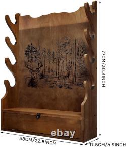 Rifle Gun Wooden Display Rack Cabinet Storage Wall Mount Home Gun Racks Soft Pad
