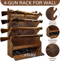 Rifle Gun Wooden Display Rack Cabinet Storage Wall Mount Home Gun Racks Soft Pad