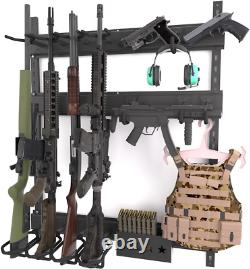 Rifle Handgun Gun Rack Steel Wall Mount 4 Rifle 2 Pistol Racks Home Room Safety