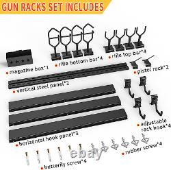 Rifle Handgun Gun Rack Steel Wall Mount 4 Rifle 2 Pistol Racks Home Room Safety