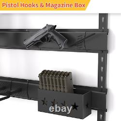 Rifle Handgun Gun Rack Steel Wall Mount 4 Rifle 2 Pistol Racks Home Room Safety