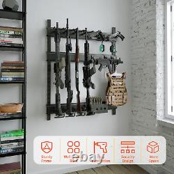 Rifle Handgun Gun Rack Steel Wall Mount 4 Rifle 2 Pistol Racks Home Room Safety