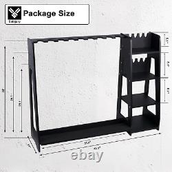 Rifle Pistol Shotgun Gun Rack Wood Floor Standing Display 9 Long & 8 Short Guns