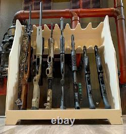 Rifle Rack 2-Tier Display Stand Storage Holder Birch Wood 7-Slot Gun Shotgun XL