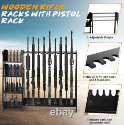 Rifle Rack Holds 9 Long Guns Storage Stand Vertical Display Organizer Shelf