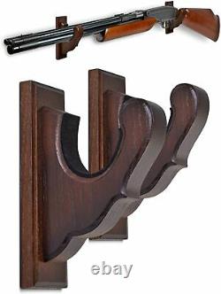 Rifle Shotgun Bow Rack Hook Wall Mount Storage Shelf Wood One Gun Indoor Safe