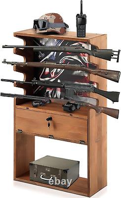 Rifle Shotgun Floor Rack Display Stand Gun with Storage Locking Door American Flag