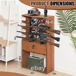 Rifle Shotgun Floor Rack Display Stand Gun with Storage Locking Door American Flag