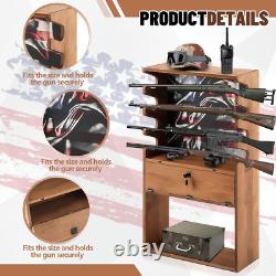 Rifle Shotgun Floor Rack Display Stand Gun with Storage Locking Door American Flag