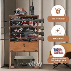 Rifle Shotgun Floor Rack Display Stand Gun with Storage Locking Door American Flag