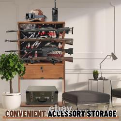 Rifle Shotgun Floor Rack Display Stand Gun with Storage Locking Door American Flag