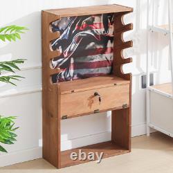 Rifle Shotgun Floor Rack Display Stand Gun with Storage Locking Door American Flag