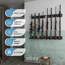 Rifle Shotgun Gun Rack Heavy Duty Steel Wall-Mount Adjustable Securely Display