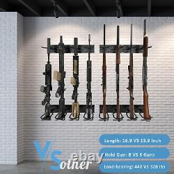 Rifle Shotgun Gun Rack Heavy Duty Steel Wall-Mount Adjustable Securely Display