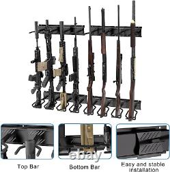 Rifle Shotgun Gun Rack Heavy Duty Steel Wall-Mount Adjustable Securely Display