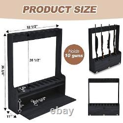 Rifle Shotgun Gun Rack Holds Organizer Stand Wooden Display Storage Up to10 Guns