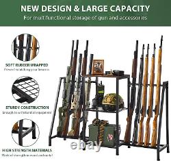 Rifle Shotgun Gun Rack Storage Floor Standing Organizer Holds up to 10 Long Guns