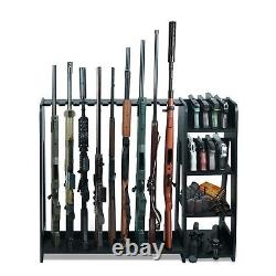 Rifle Shotgun Gun Rack Wooden Floor Standing Indoor Display Safe up to 17 Guns