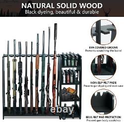 Rifle Shotgun Gun Rack Wooden Floor Standing Indoor Display Safe up to 17 Guns