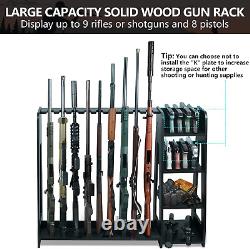 Rifle Shotgun Gun Rack Wooden Floor Standing Indoor Display Safe up to 17 Guns