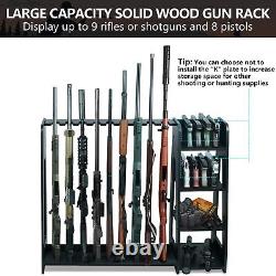 Rifle Shotgun Gun Rack Wooden Floor Standing Indoor Display Safe up to 17 Guns