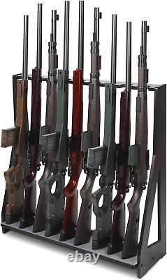 Rifle Shotgun Gun Rack Wooden Freestanding Adjustable Stand Holds up 9 Long Guns