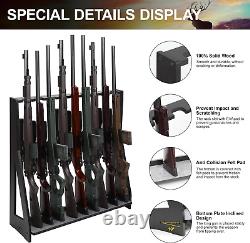 Rifle Shotgun Gun Rack Wooden Freestanding Adjustable Stand Holds up 9 Long Guns