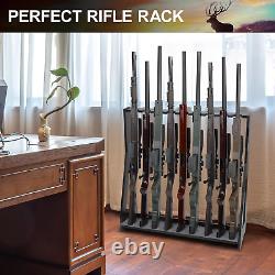 Rifle Shotgun Gun Rack Wooden Freestanding Adjustable Stand Holds up 9 Long Guns