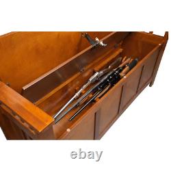 Rifle Shotgun Gun Solid Wood Entryway Gun Cabinet Concealment Storage Bench Lock
