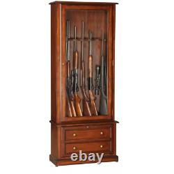 Rifle Shotgun Organizer Storage Cabinet Wood Display Home Safe for 8 Gun Cabinet