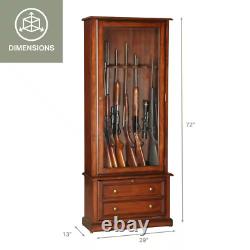 Rifle Shotgun Organizer Storage Cabinet Wood Display Home Safe for 8 Gun Cabinet