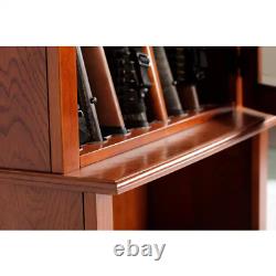 Rifle Shotgun Organizer Storage Cabinet Wood Display Home Safe for 8 Gun Cabinet