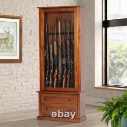 Rifle Shotgun Organizer Storage Cabinet Wood Display Home Safe for 8 Gun Cabinet