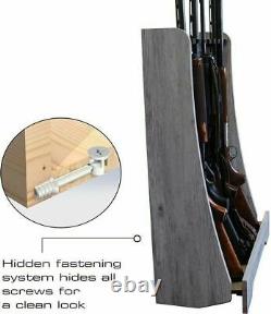 Rifle Shotgun Rack Freestanding Gun Storage Shelf Barn Wood 8 Guns Indoor Safe