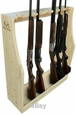 Rifle Shotgun Rack Freestanding Gun Storage Shelf Realtree Hunter Wooden 7 Guns