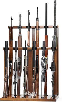 Rifle Shotgun Rack Wooden Free Standing Organizer for Up to12 Gun Storage Holder