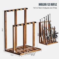 Rifle Shotgun Rack Wooden Free Standing Organizer for Up to12 Gun Storage Holder