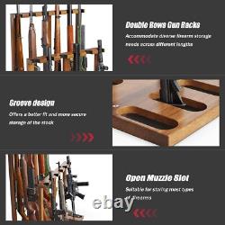 Rifle Shotgun Rack Wooden Free Standing Organizer for Up to12 Gun Storage Holder