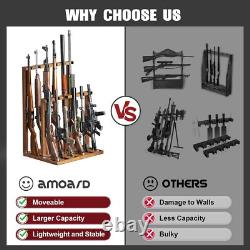 Rifle Shotgun Rack Wooden Free Standing Organizer for Up to12 Gun Storage Holder