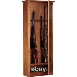 Rifle Shotguns Organizer Storage Rack Classic Wood Freestanding Safe Up to10 Gun