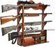 Rifle Wall Display Gun Rack Shotgun Storage Trophy Room Hunting Shooting Wood Rk