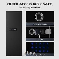 Rifle and Pistol Safe Biometric Gun Storage Case with Adjustable Racks 3 Locks