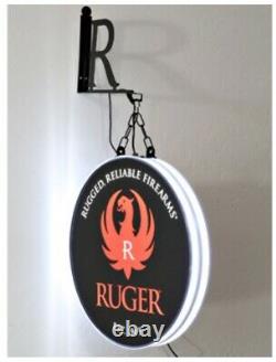 Ruger Firearm Gun Pistol Rifle Store Front Double-sided Halo Lighted Sign