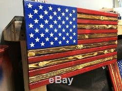 Rustic American Flag Concealment Compartment Cabinet Hidden Gun Storage Case