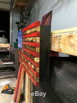 Rustic American Flag Concealment Compartment Cabinet Hidden Gun Storage Case