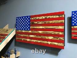 Rustic American Flag Concealment Compartment Cabinet Hidden Gun Storage Case