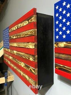 Rustic American Flag Concealment Compartment Cabinet Hidden Gun Storage Case