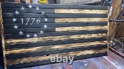 Rustic American Flag Concealment Compartment Cabinet Hidden Gun Storage Case