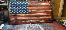 Rustic American Flag Concealment Compartment Cabinet Hidden Gun Storage Case