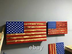 Rustic American Flag Concealment Compartment Cabinet Hidden Gun Storage Case